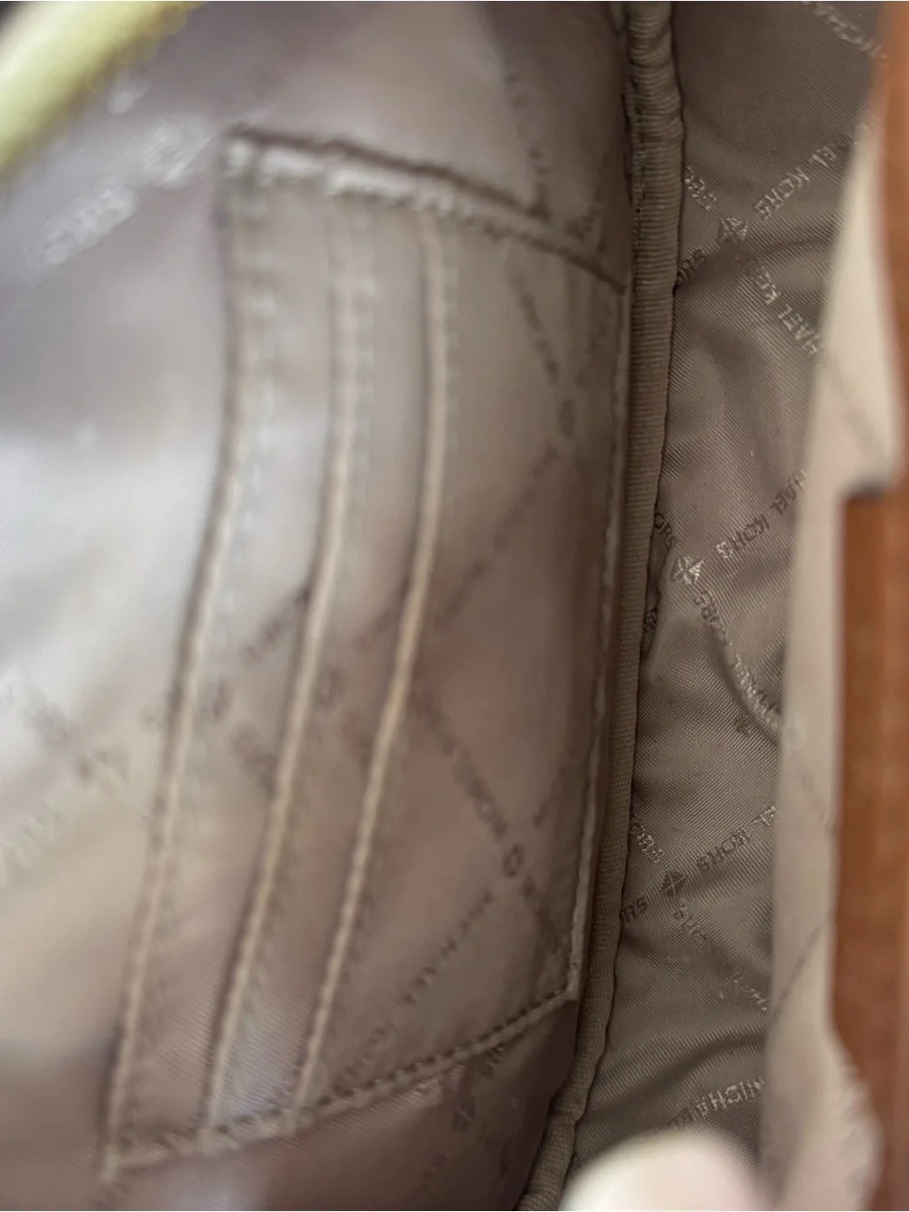 Michael Kors Cream and Brown Logo Crossbody Bag